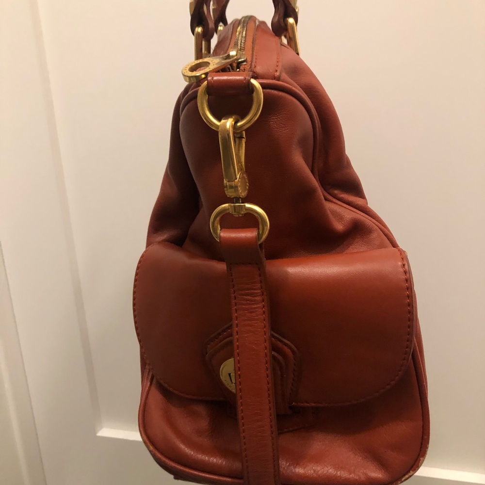 Marc By Marc Jacobs Amber Brown Leather Shoulder Bag with Gold Hardware